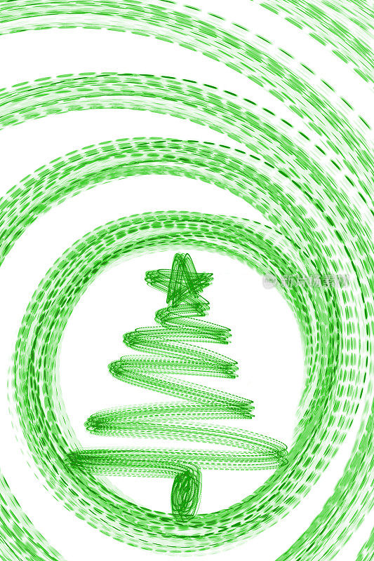 圆圈中的圣诞树- LED光画(绿色)